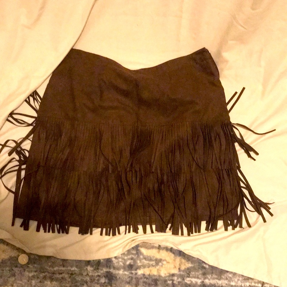 WD NY fringe mini skirt